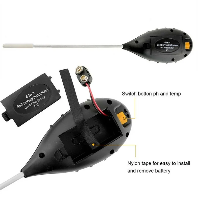 4 в 1 цифровой измеритель PH Монитор влажности почвы температура Солнечный свет