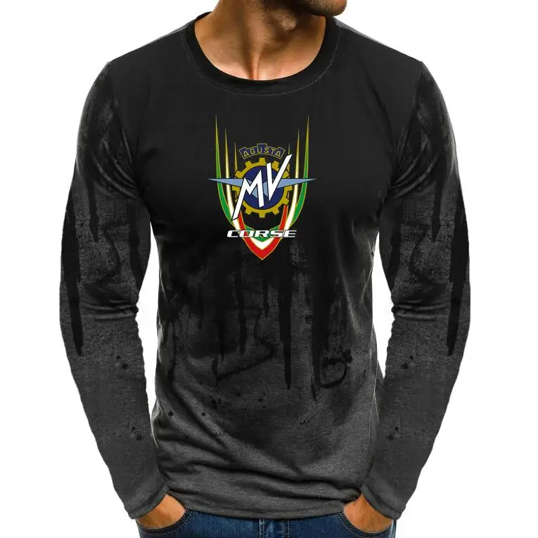 Футболка мужская с длинным рукавом градиентный топ принтом MV Agusta Racing