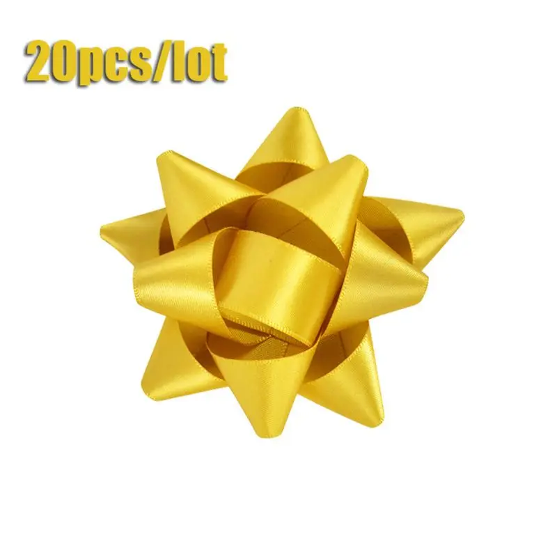 

20pcs Colorful Sticker Christmas Star Flower Paper Gift Bows Craft Supplies Gift Wrapping Gift Decoration Wedding Decoration