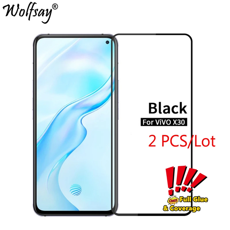 Protector de pantalla de vidrio templado para Vivo X30, cobertura completa, pegamento completo, vidrio Protector de seguridad para tel&eacute;fono Vivo X30-0