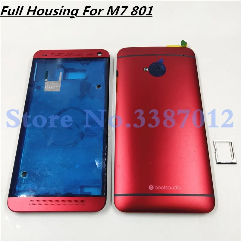 Для HTC One M7 801e 801n средняя рамка ЖК передняя Корпус чехол + задняя крышка