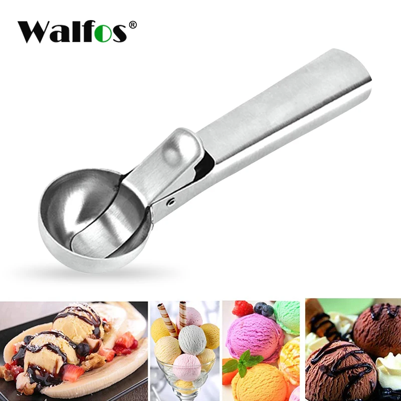 WALFOS совок для печенья-совок для мороженого из нержавеющей стали с легким триггером ковш для фруктов, печенья, теста и воды, ложка для дыни