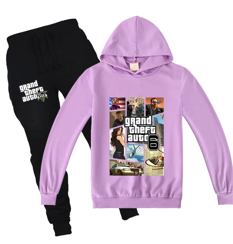 2020 New Theft Auto Gta V 5 Children Hooded Sweatshirt Pants 2pcs Sets GTA Game Boys Long Sleeve Hoodies Suit Girls Clothing | Детская