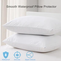 smooth waterproof pillow cover for pillow case protector allergy pillow case cover anti mites bed bug proof zippered 1pcs
