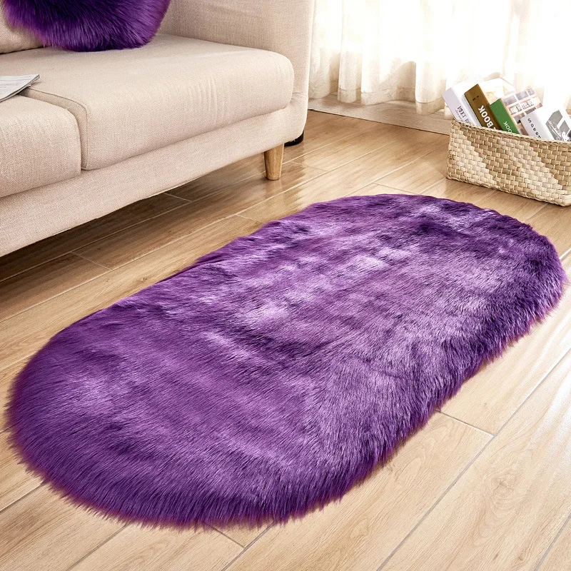 Fur Artificial Sheepskin Hairy Carpet Living Room Bedroom Rugs Skin Plain Fluffy Area Washable Faux Mat | Дом и сад
