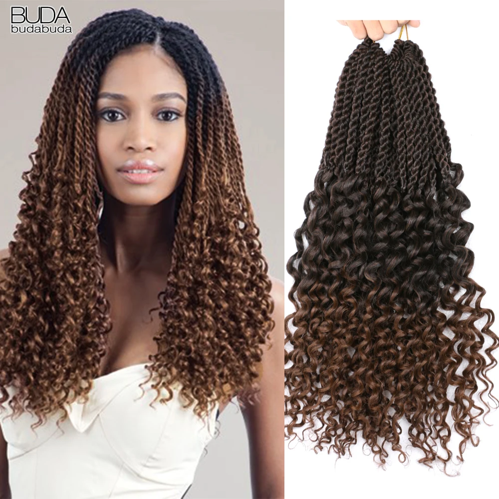 

Senegalese Twist Crochet Braids Hair With Curly Ends Ombre Afro Curls Synthetic Braiding Organic Hair Extensions For Women