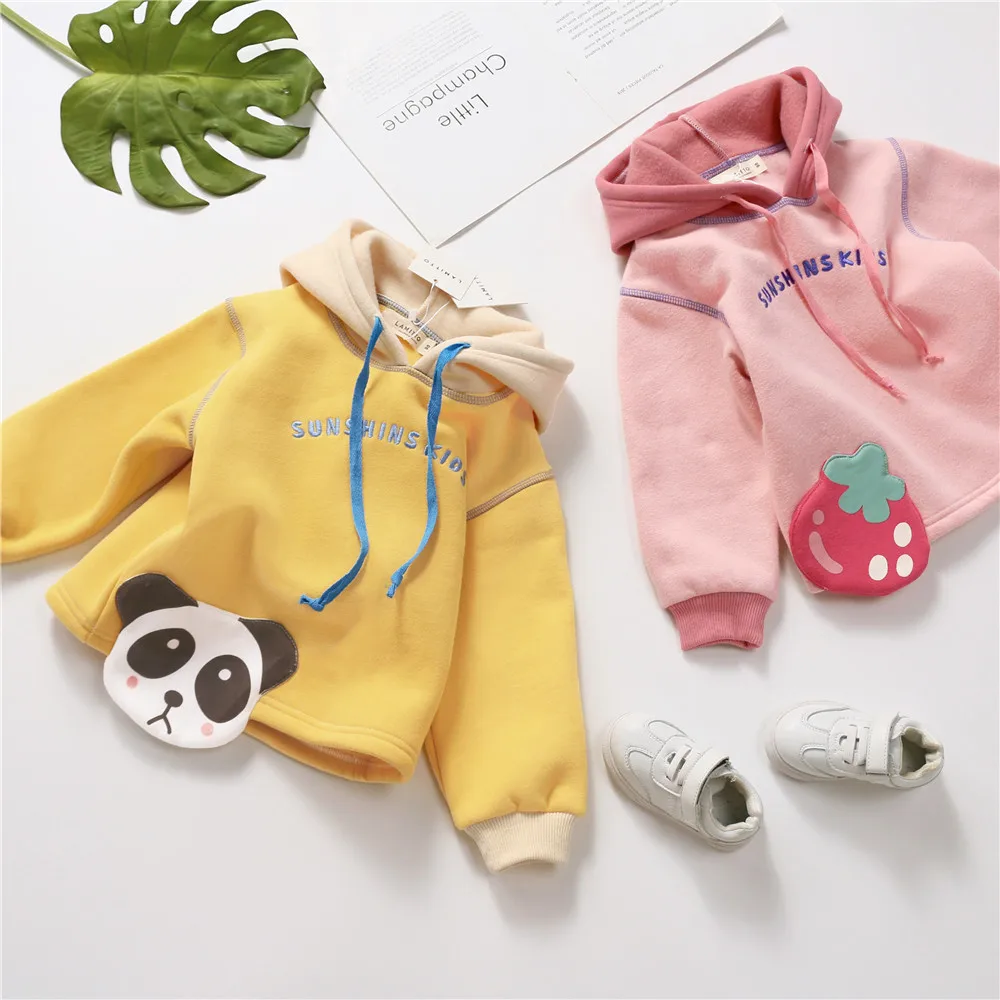 

Tonytaobaby осенне-зимнее платье, Новое Детское платье для мальчиков и девочек, милая Клубника, панда, конфетная бархатная толстовка, Детский сви...