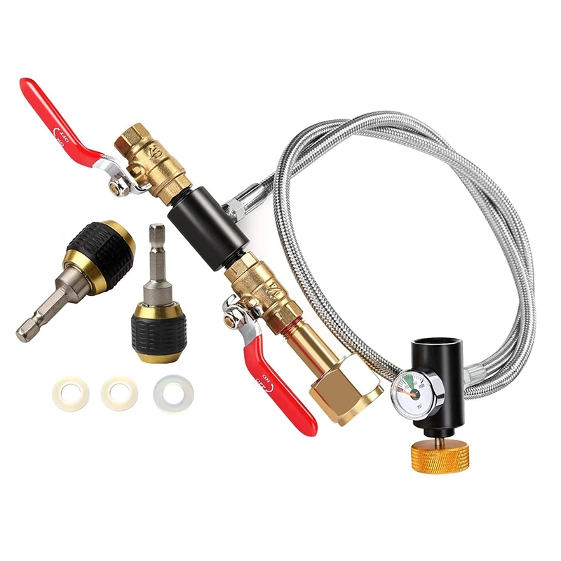 

Top Sale 1 Set CGA320 G1/2 CO2 Cylinder Replenishment Adapter & 2Pcs Hexagon Shank Quick Coupling-3.9X2X2 Inch Adapter