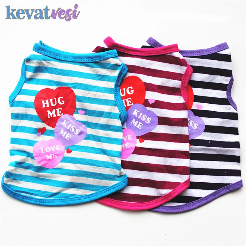 Летняя одежда для собак Милая полосатая жилетка Повседневная дышащая футболка