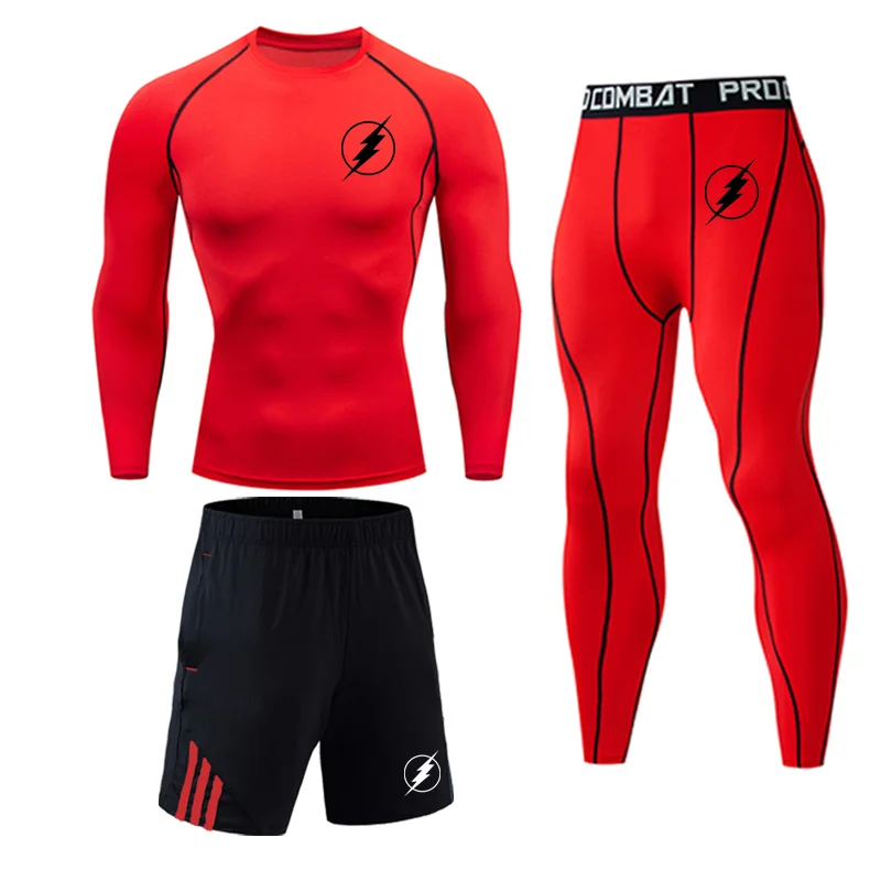 3-piece set Мужская футбольная сортиная одежда базовый слой термоблье Детские лосиы рушка еггинсы черный беговой костюм компрессионная одежда - Цвет: 3-piece set
