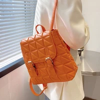 2022 new lattice women backpack pu leather high quality ins popular small school bag for girl travel shoulder bags