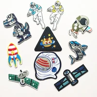 100pcslot embroidery patch cartoon robot dog astronaut satellite solar panels clothing decoration diy iron heat applique