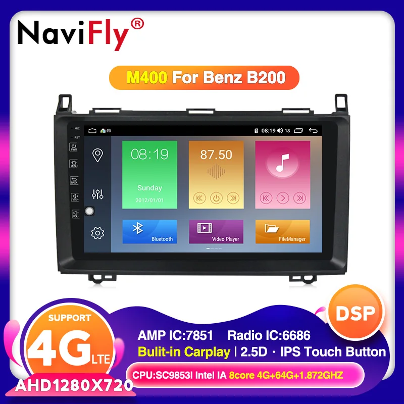 2.5D IPS Android 10 автомобильный радиопроигрыватель мультимедийный GPS для Mercedes Benz B200 A B