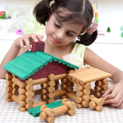 

Wooden Puzzle Toys Kids 90pcs/set Pretend Play Building Blocks Creative Forest Farm Houses Space Educational Brick Blocks Logs