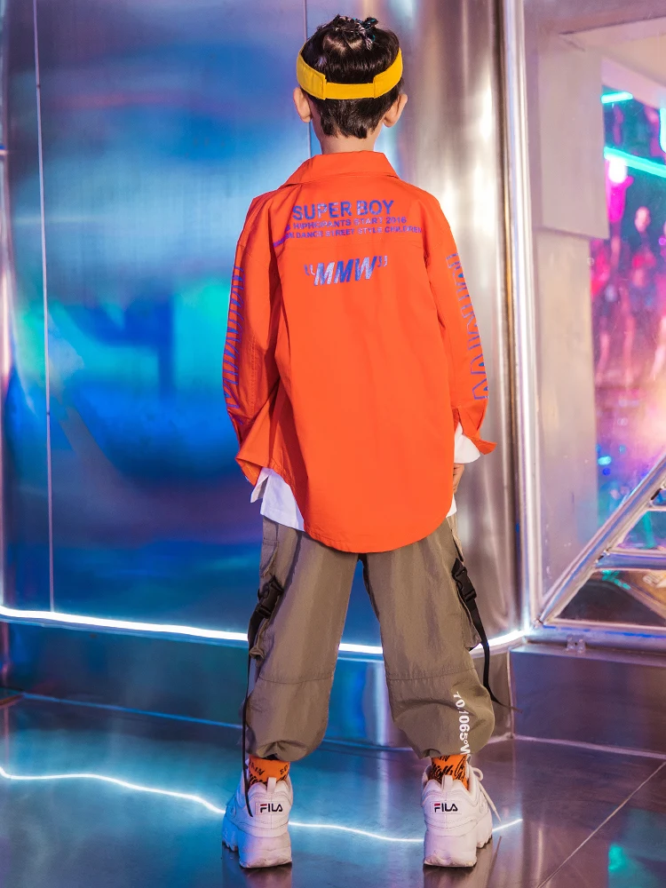 Куртка для мальчиков в стиле хип-хоп оранжевая повседневная бега джазовых танцев