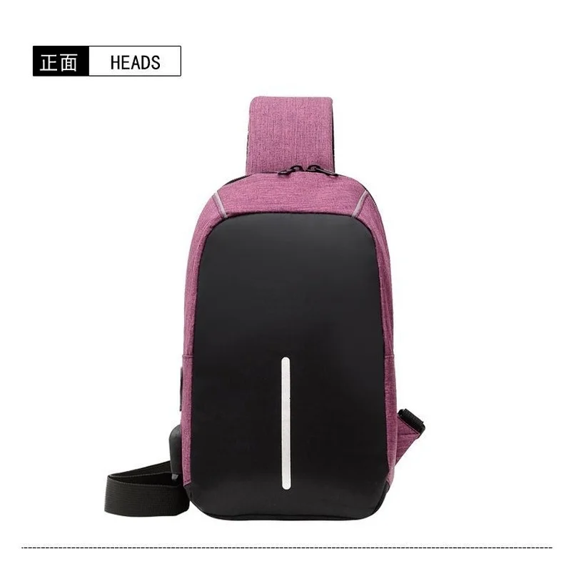 

2021 new men's anti-theft trend fashion chest bag USB shoulder bag casual all-match outdoor messenger bag