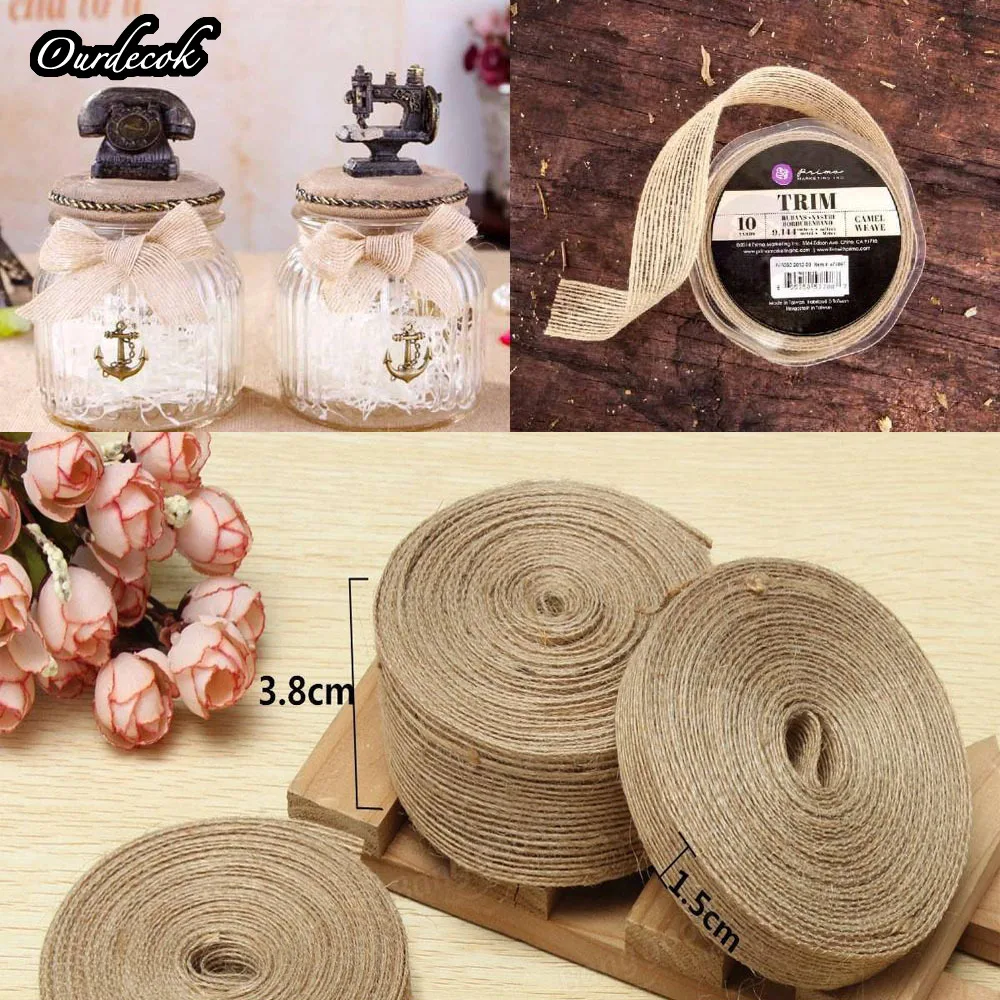 Натуральная джутовая лента из хессиана шириной 50 м 38 мм в деревенском стиле