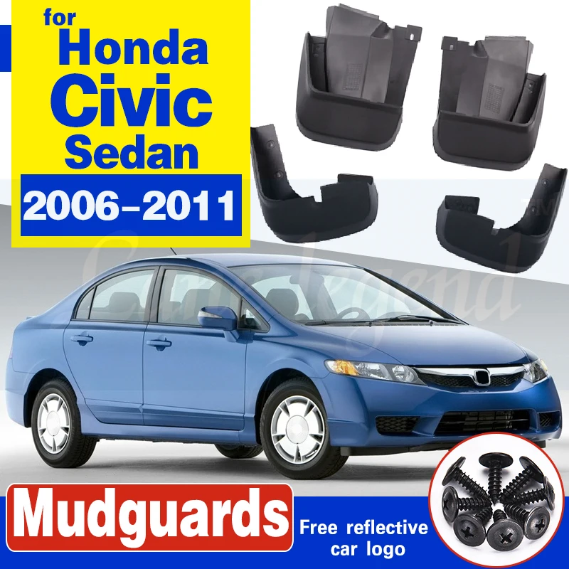 Guardabarros delanteros y traseros para Honda Civic 2006-2011, juego de guardabarros moldeados, 2007, 2008, 2009, 2010
