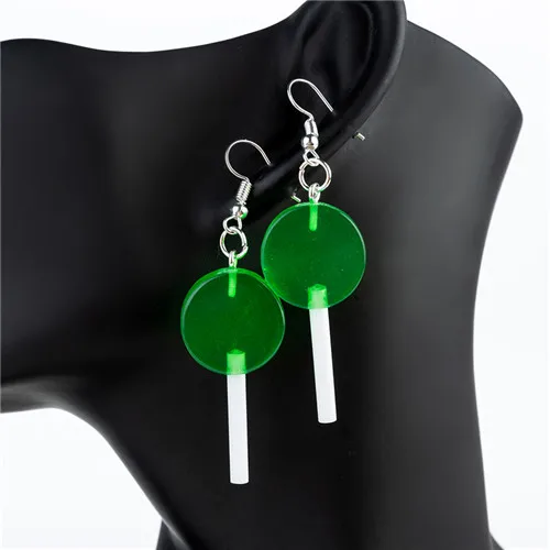 Transparent green 1 пара, женские серьги, полимерные, ремесло, конфеты, леденец, bff, дружба, Висячие серьги для женщин, детей, ювелирные изделия - Окраска металла: Transparent green