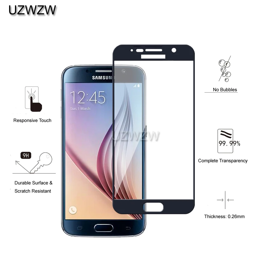 2 шт закаленное стекло для samsung Galaxy S6 полное покрытие 0,26 мм 2.5D экран защитное закаленное стекло для samsung Galaxy S6 стекло