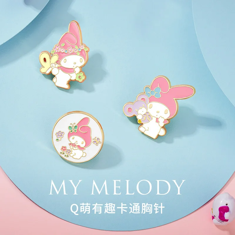 

Оригинальная брошь из серии My Melody, металлический значок для девочки, милый аксессуар, украшение для девочки, подарок, милая Клубника My Melody, з...