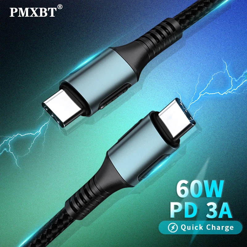 USB C к Type кабель 3A 60 Вт PD Quick Charge 3 0 c для Xiaomi mi 10 8 Pro Samsung S20 Plus Ultra Macbook кабель|Кабели