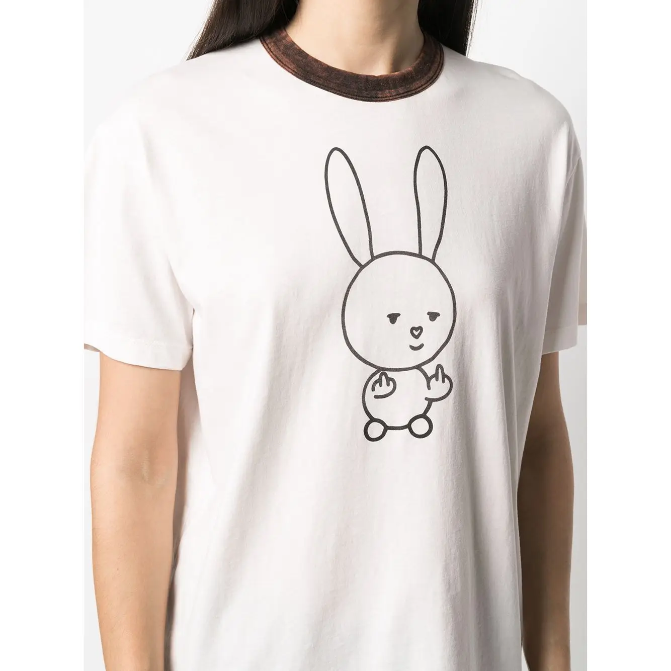 

Women T-shirt 2021 Spring and Summer New Ladies Splicing Printed Short-sleeved T-shirt