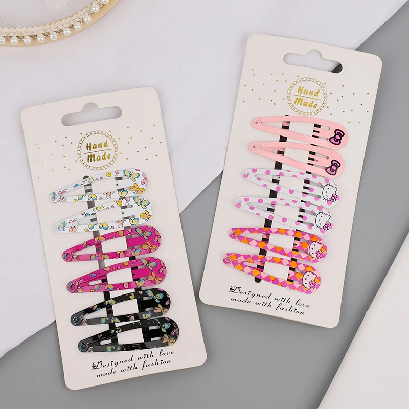 Snap Hair Clip for Children Girls Accessories Kids Hairpin Baby Cute Color Metal Pins Butterfly Dot Bow Print Barrette | Красота и