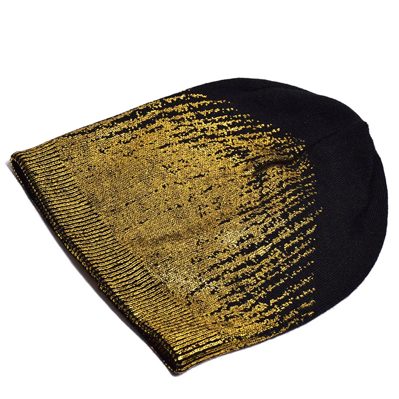 

Women's Bronzing Beanies Hat Winter Cashmere Knitted Beanie for Women Ladies Metallic Color Slouchy Beanies Dropshipping