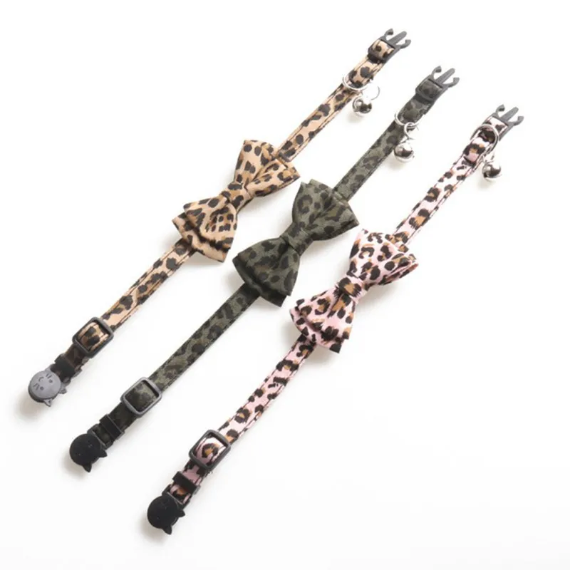 Ошейник для кошек с леопардовым принтом и галстуком бабочкой больших маленьких
