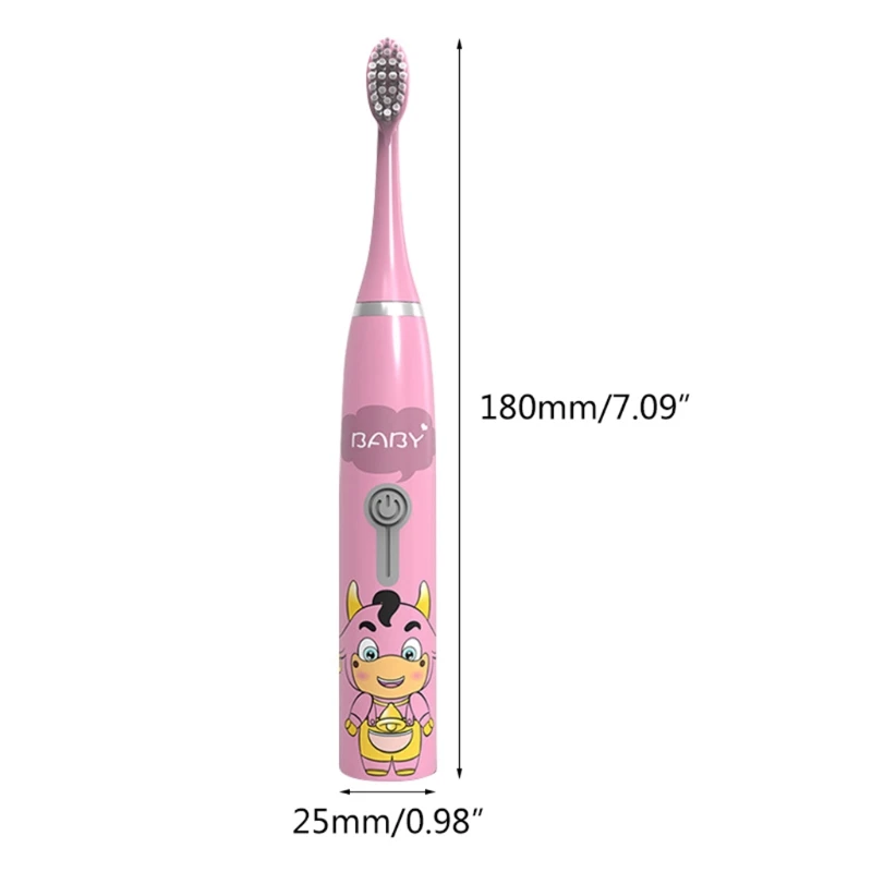 

4XFB Милая зубная щетка для крупного рогатого скота, детская автоматическая зубная щетка, Ультразвуковая электрическая зубная щетка для дете...