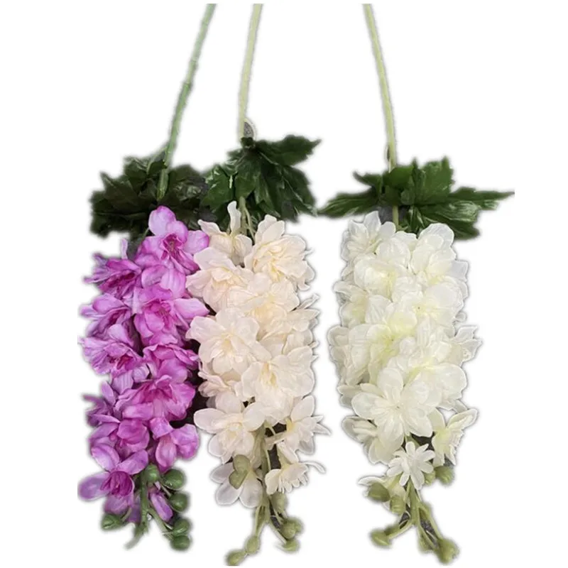 

5 Pieces Faux Delphinium Stems Simulation Spring Larkspur Silk Consolida Ajacis Flower for Wedding Party Floral Decoraiton