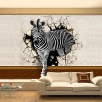 custom any size mural wallpaper modern 3d stereo broken wall animal zebra fresco living room tv sofa bedroom papel de parede 3 d