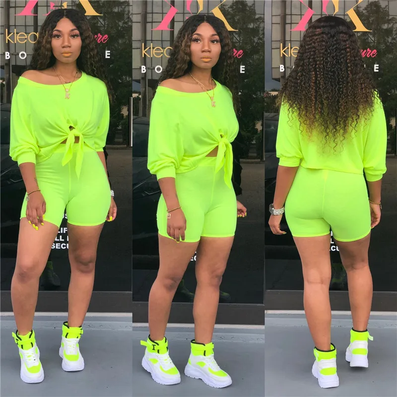 Комплект из двух предметов женские футболки и шорты с высокой талией летняя