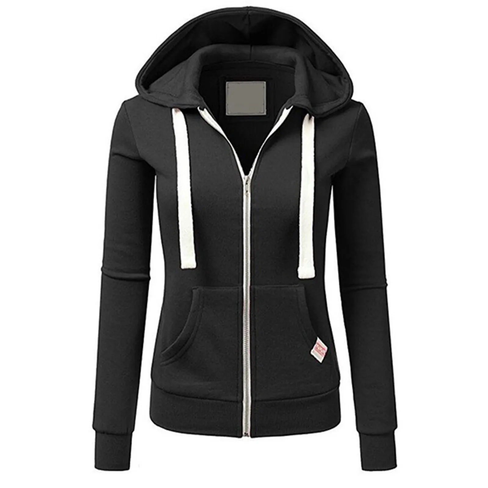 

New Jackets For Women 2021 Casual Hooded Pockets Solid Zipper Long Sleeve Tops Sweatshirt Coats Super Quality Clothes Chaqueta