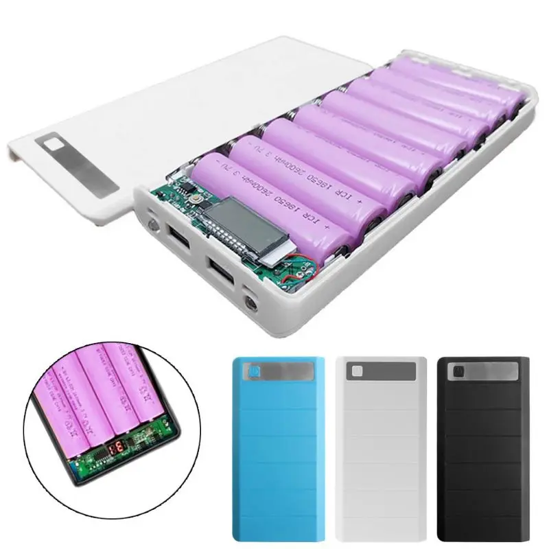 Тип C вход 2 USB порта 8x18650 DIY портативный держатель батареи светодиодный дисплей