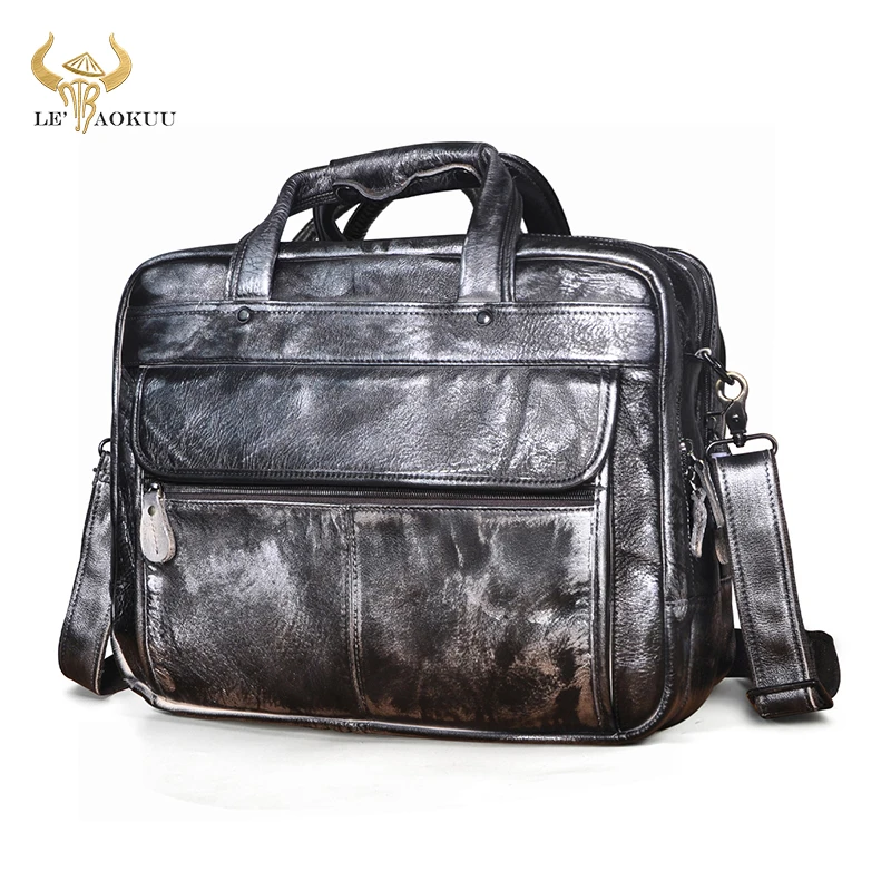 

Мягкий винтажный дорожный портфель из натуральной кожи в стиле ретро, деловой чехол для ноутбука 15 дюймов для мужчин, мужская атташе, сумка-...
