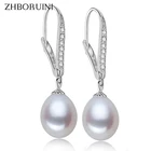 Женские серьги из серебра Мода ZHBORUINI пробы, с натуральным пресноводным жемчугом