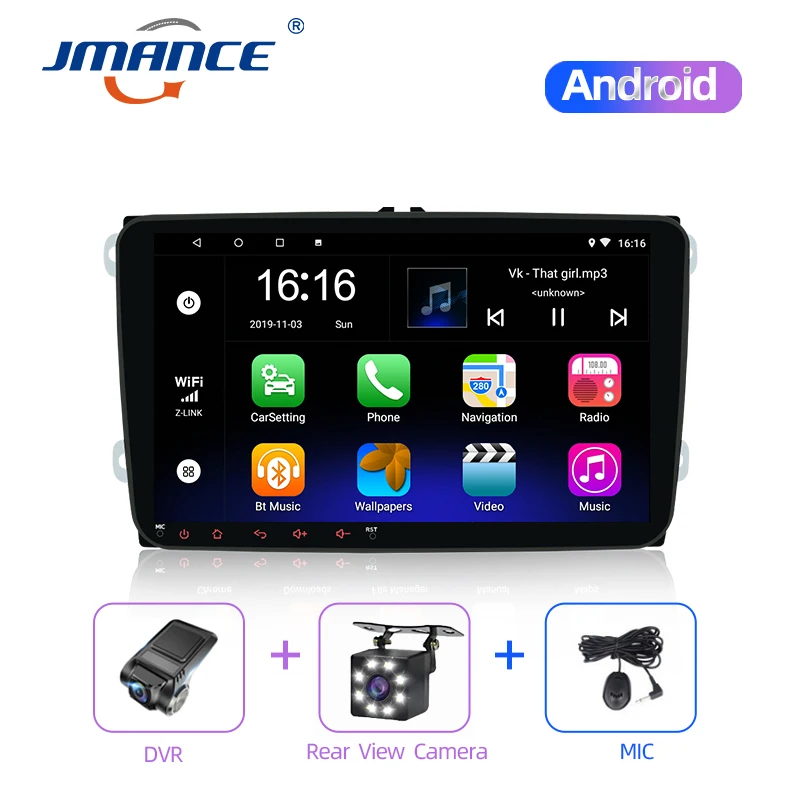 Автомобильный мультимедийный плеер JMANCE Android сенсорный экран 2DIN MP5 радио Wi Fi GPS