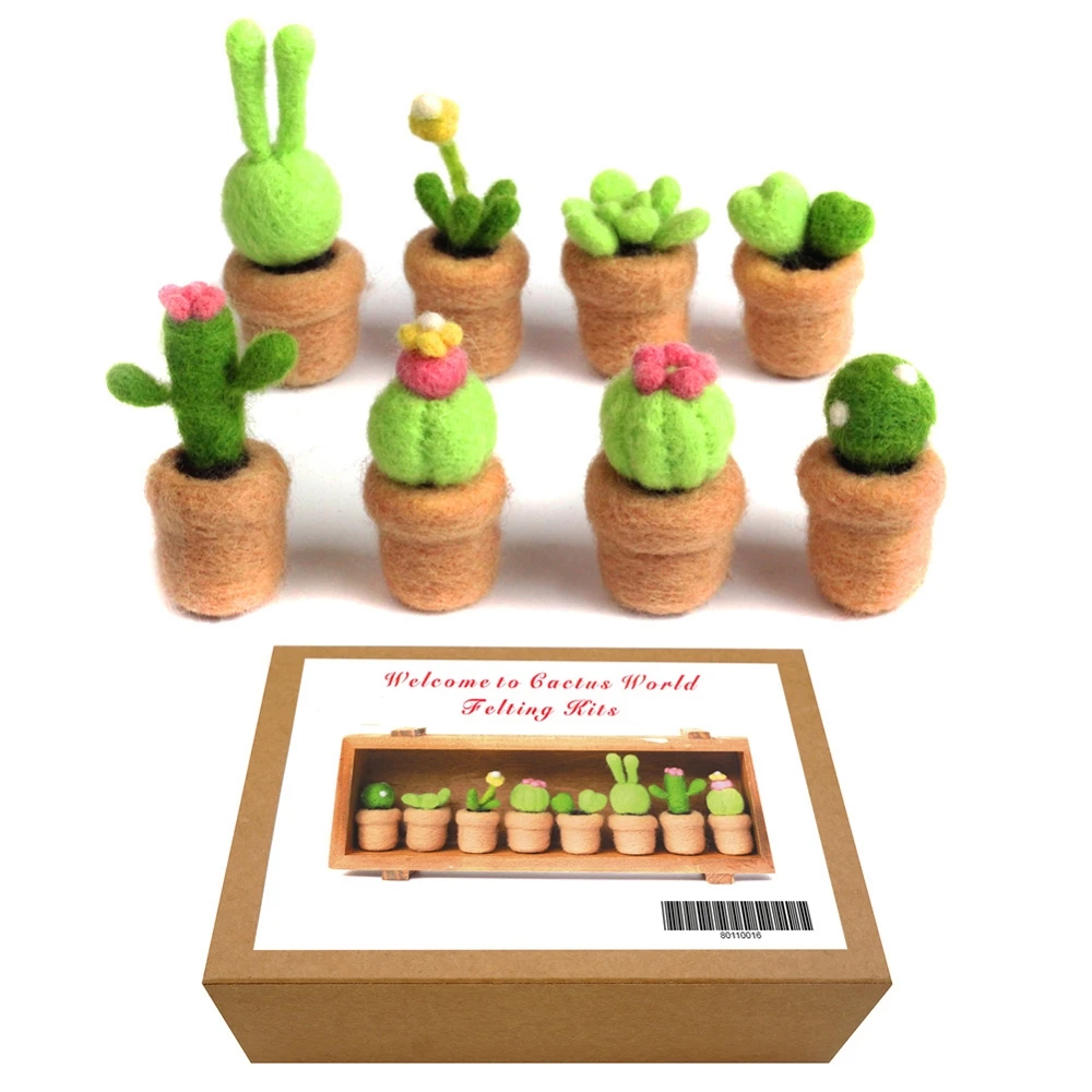 

Cacti Succulent Needle Felting Kits Wool Handheld DIY Start Sets Adults Creative Decompression