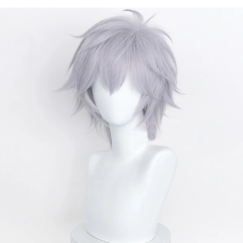 Парик для косплея Kaworu Nagisa из Аниме EVA термостойкие синтетические Короткие серые