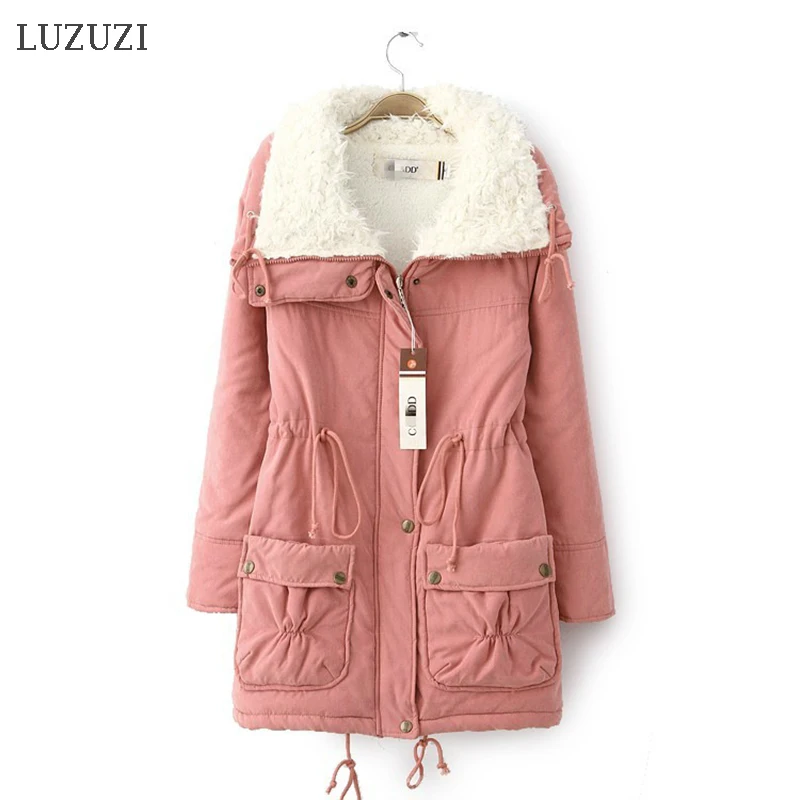 Женское пальто с хлопковой подкладкой LUZUZI зимняя приталенная стеганая куртка