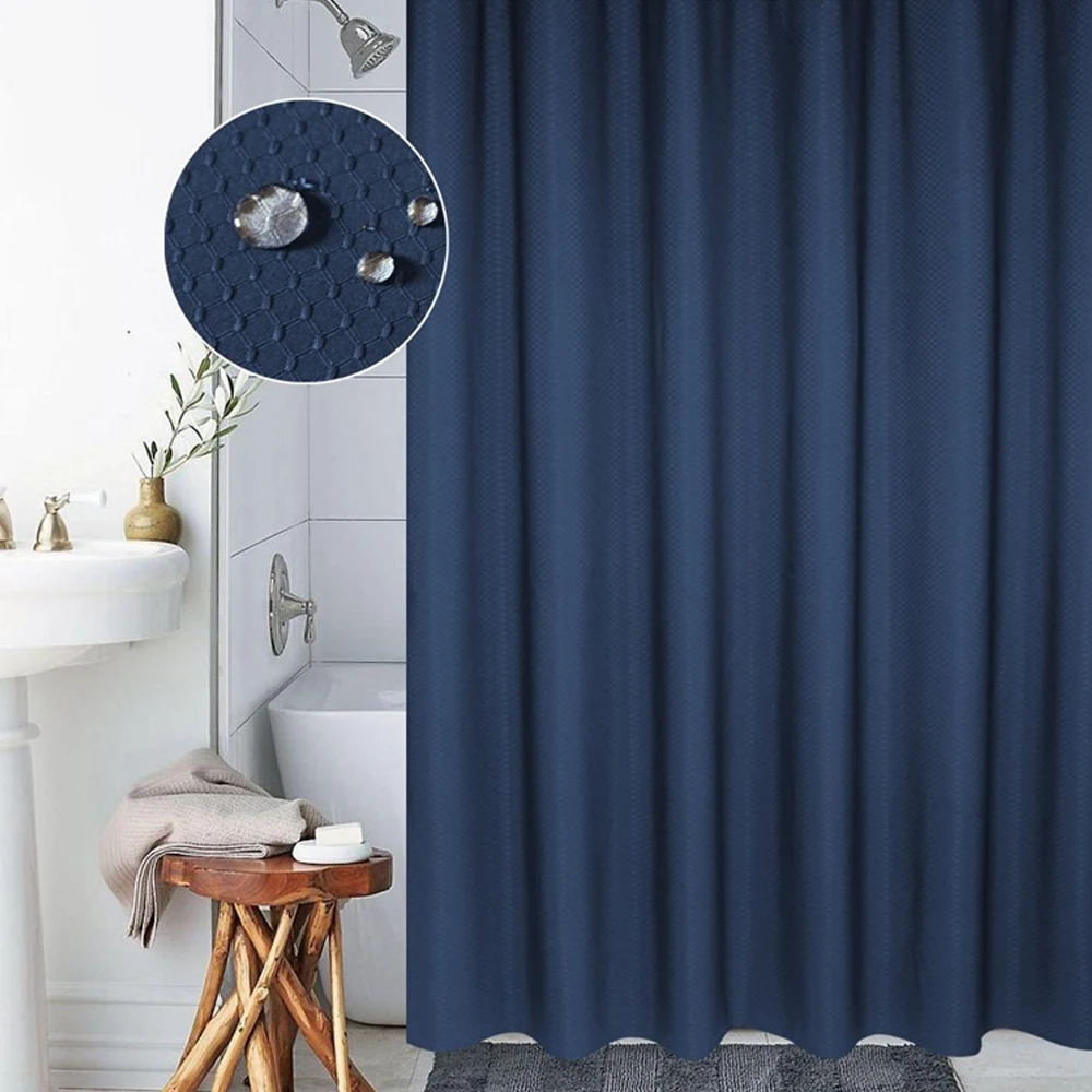 

Solid Color Curtain Shower Curtain Waterproof And Mildew Proof Thickened 190g Waffle Shower Curtain Jacquard Bathroom Curtain