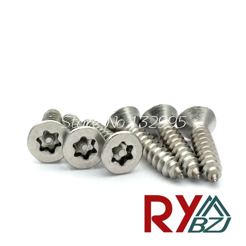 SUS304 саморезы с плоской головкой torx Винт со стойкой ST2.9 ST3.9 ST4.2 ST4.8 100 шт./лот противоугонные шесть лепестков винт безопасности