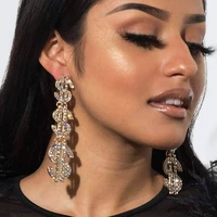 unique us dollar rhinestone earrings for womens long pendant luxurious atmosphere earrings shining crystal jewelry earrings