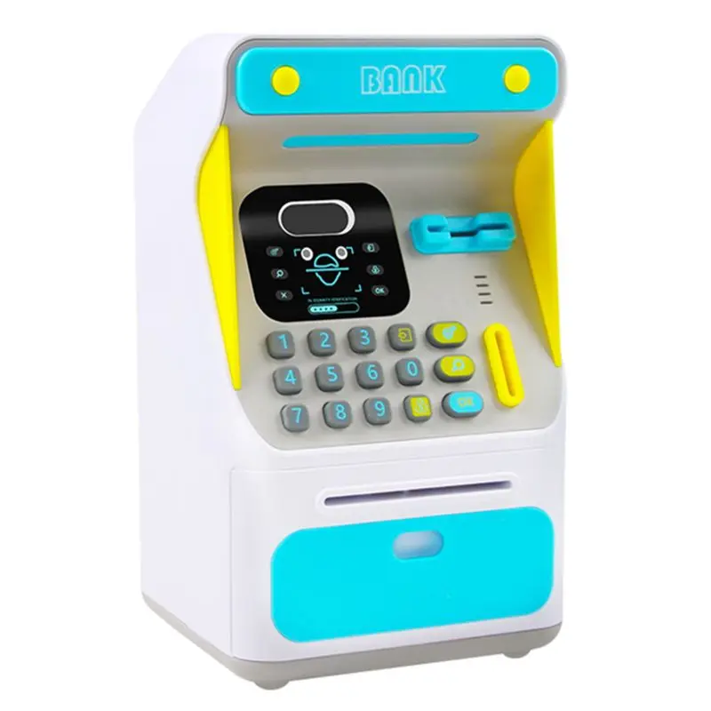 

Mini ATM Money Bank with Electronic Lock Face Recognition Auto Scroll Paper Money & Coin For Kids Teens Boys Girls