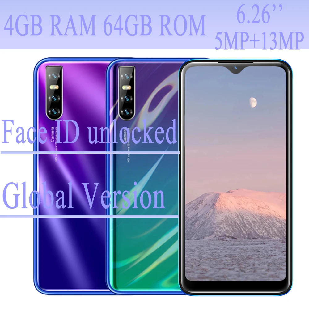 9t Pro 6 26 дюймовые смартфоны распознавание лица разблокировка 4 Гб ОЗУ 64 ПЗУ