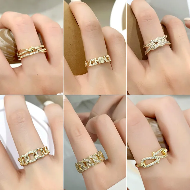 

2021 Korean New Exquisite Simple Geometric Ring Fashion Temperament Versatile Opening Ring Elegant Women's Banquet Jewelry