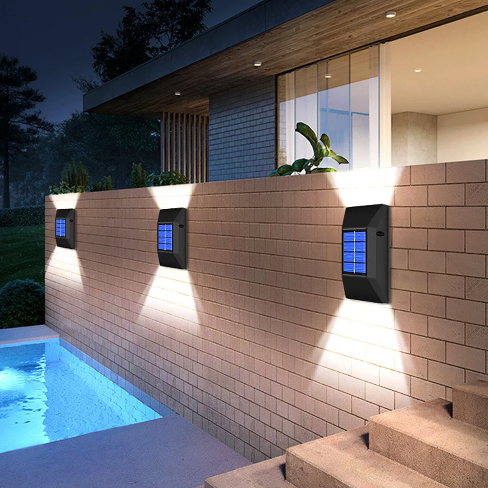 

2pcs LED Solar Lights Wall Lamps Garden Decoration LED Sunlight Street Lighting Outdoor Waterproof Solar Powered Lamps