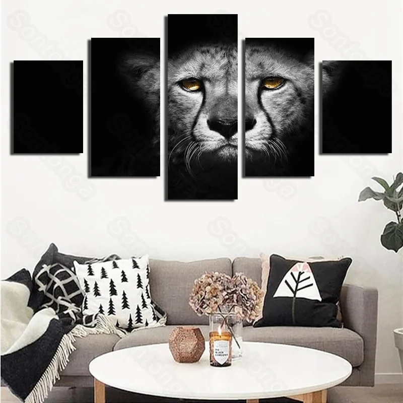

Frameless Painting Leopard Gloomy Personalized Art Poster Living Room Decoration Sofa Background Wallpaper 3D Stereo Wall